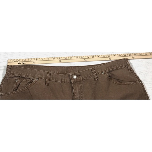 Vintage Dickies Carpenter Jeans 42x32 Brown Canvas Cotton Baggy Hip Hop Skater - Picture 3 of 13